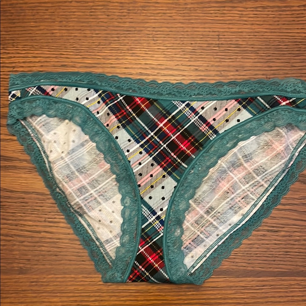 Plaid Lace Trim Panties